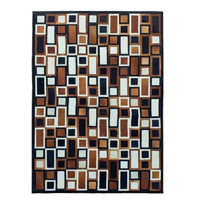 Patchwork peau de vache fourrure cuir marron/noir zone pour la maison et le bureau décoration intérieure et extérieure tapis et moquettes faits à la main - Product Image 3