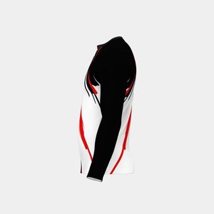 เสื้อแรชการ์ดแขนยาวพิมพ์ลายดิจิตอลแบบกำหนดเอง OEM เป็นมิตรกับสิ่งแวดล้อม โลโก้ด้านหน้า ผลิตจากโพลีเอสเตอร์ผสมสแปนเด็กซ์ 300 กรัม สำหรับผู้ชาย - Product Image 4