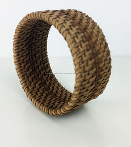 Brazaletes de mimbre personalizados a granel, pulsera gruesa hecha a mano, trenzada de mimbre de paja tejida, ratán - Product Image 2