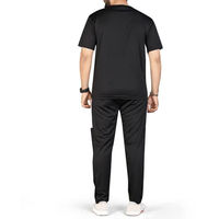 Erkek Siyah Regular Fit Çevre Dostu Nefes Alabilen Atletik Eşofman Takımı Kısa Kollu Antrenman Tişörtü Jogger Pantolon Spor Giyim Seti