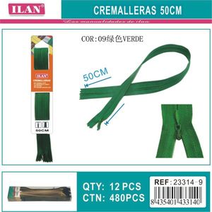 Ilan Fermeture Éclair Invisible Verte 50cm pour Artisanat - Product Image 3