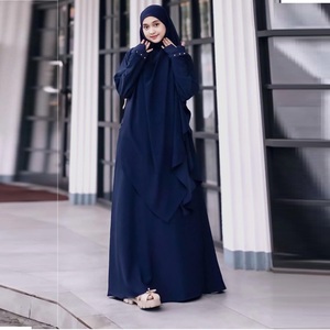 Long Niqab Eid Ramadan Traditional Muslim One Layer Full Cover Breathable Crepe Women <b>Islamic</b> Prayer Long Niqab - Product Image 1
