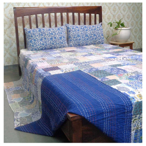New Products Direct Manufacturer <b>Indian</b> Hand Block Printed Cotton Patchwork Queen Size Kantha <b>Quilt</b> for Sale at Cheap Price - Product Image 1