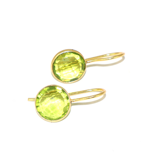 Pendientes Colgantes de Peridoto y Cuarzo Hidrotermal con Baño de Oro de 18K, Joyería Artesanal Moderna para Fiestas, Venta al por Mayor para Niñas y Mujeres - Product Image 2