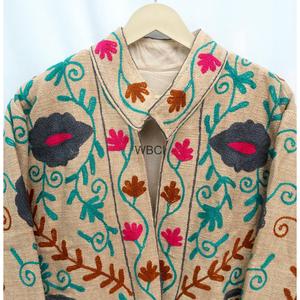 เสื้อแจ็คเก็ตผ้าฝ้ายแบบกลับด้านได้สำหรับผู้หญิง ลายปักซูซานี งานถักมือแบบอินเดียใหม่ สำหรับฤดูหนาว  ตกแต่งด้วยลายทาง - Product Image 6