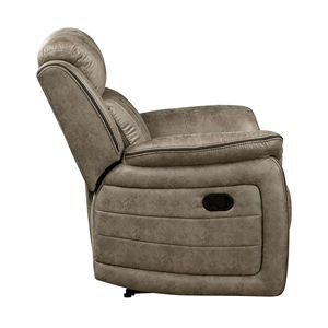 Poltrona Reclinabile Classica Marrone Sabbia 1 Pezzo in Peluche, Lusso per Soggiorno, con Braccioli Imbottiti e Trapuntatura Verticale, in Legno Massello - Product Image 4