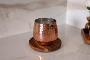 Verre à eau en cuivre style yoga, design ayurvédique, verre à eau en cuivre coloré, prix de gros pour verre à eau en cuivre - Product Image 3