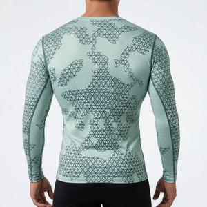 Vêtements de sport pour hommes à prix de gros, manches longues, impression par sublimation personnalisée, rashguard MMA, surf, t-shirt de compression unisexe - Product Image 4