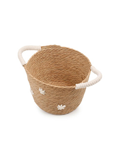 Premium quality seagrass storage basket with handle made in Vietnam OEM ODM design with pattern - Product Image 5