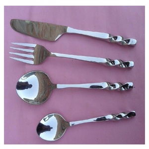 Couverts de luxe pour hôtel, finition brillante, design courbé à la main, avec manche incrusté d'os, accessoires de table et de cuisine - Product Image 4