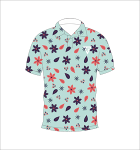 Men’s <b>Light</b> Blue Floral <b>Leaf</b> Print Polo Shirt Casual Short Sleeve Summer Fashion Golf Polo Tee - Product Image 1