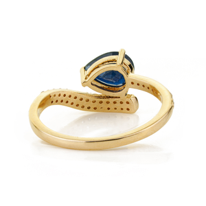 Trending 100% Authentic Blue Sapphire & Diamond <b>Statement</b> <b>Ring</b> For Women Wedding Jewelry Wholesale Custom 14K Yellow Gold - Product Image 6