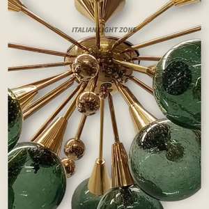 Lustre LED moderne de luxe en laiton, 14 globes, style Sputnik italien, pour suspension de plafond, salon, salle à manger - Product Image 3