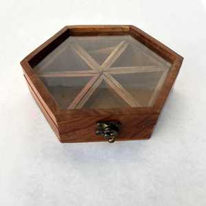 Caja de Almacenamiento de Madera con Compartimentos Divididos para Frutos Secos, Exhibición de Mesa, Hecha a Mano, Madera Sólida Cuadrada Pulida - Product Image 4