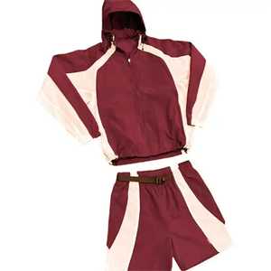 ชุดเซ็ตเสื้อแจ็คเก็ตกันลมฤดูหนาว กางเกงขาสั้นสไตล์สตรีทแวร์ ชุดวอร์มผ้าฟลีซน้ำหนักเบา ระบายอากาศได้ดี มีเชือกผูกเอว กางเกงขาสั้นผ้าฝ้ายสั่งทำพิเศษสองตัว - Product Image 6