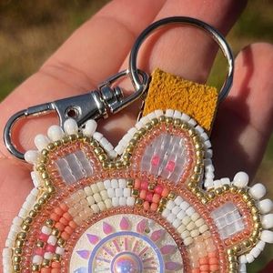 Handmade Classic Floral Embroidery Eco-Friendly Beaded <b>Keychain</b> <b>Customized</b> Shape for Weddings Holidays Birthday Celebrations - Product Image 1