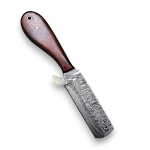 Cuchillo de Caza y Camping de Acero de Damasco Hecho a Mano, de Grado Industrial, con Mango de Madera y Hoja Recta de 8 Pulgadas - Product Image 1