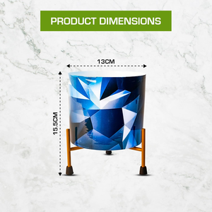 Macetero de Metal Azul con Soporte de Hierro, Maceta Decorativa para Interiores, Soporte Elevado Moderno para Plantas Suculentas, Decoración del Hogar - Product Image 2