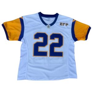 Camiseta de Fútbol Blanca Sigma Gamma Rho 22 Poodles Premium Azul Dorado Ropa Griega para Mujer - Product Image 1