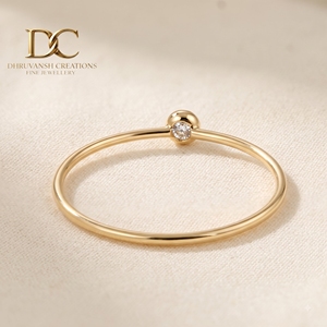 Anillo de Oro Sólido de 14 Quilates con Diamante Cultivado en Laboratorio, Corte Brillante Redondo de 1.80 mm, Joyería Única para Mujer, Regalo Perfecto para Fiesta de Compromiso - Product Image 5