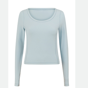 T-shirt côtelé extensible à manches courtes et col en V pour femme, coupe ajustée, respirant, 100 % coton, pour yoga, fitness, décontracté, basique, 2026 Hawk Eye - Product Image 1