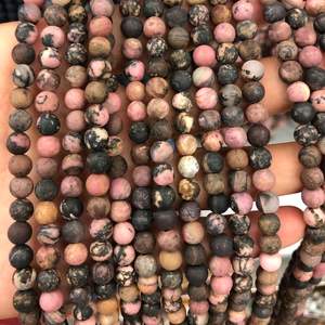 Cuentas de Rodonita Negra Mate, Cuentas Redondas de Piedra Preciosa Natural para la Fabricación de Joyas y Manualidades DIY - Product Image 2