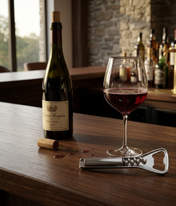 Premium Stainless Steel <b>Wine</b> Bottle Opener Modern Design Ergonomic Comfort Grip Wood Handle Heavy-Duty - Product Image 3