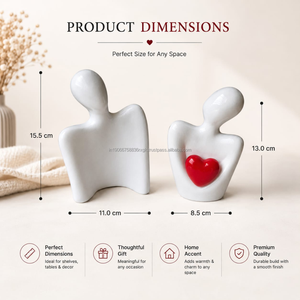 AG Elements Couple en céramique pour ensemble de figurines, sculpture abstraite décorative moderne, romantique, Saint-Valentin, artisanale, pour la maison - Product Image 6