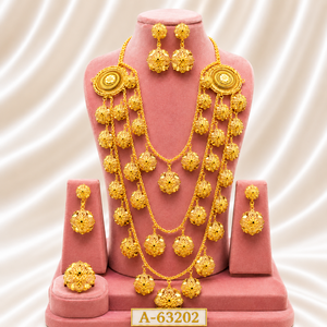 Wholesale Traditional Gold Color Bridal Necklace <b>Set</b> with Matching Drop Earrings A-63197 - Product Image 3