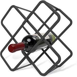 Estante de metal para botellas de vino, soporte para almacenamiento de vinos tintos y blancos, diseño geométrico moderno, estante de exhibición de vinos para mesa de bar. - Product Image 4