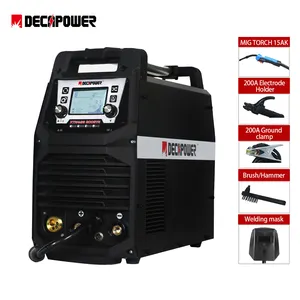 Decapower Galess Gas Automatic 200A 220V MMA TIG MIG Welding Machine with 4 Inch LCD
