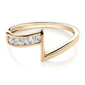 Anillo de Boda de Oro 14K con Diamante Cultivado en Laboratorio, Diseño Chevron Curvo, Acento Brillante, Banda Minimalista en Forma de V, Apilable, para Compromiso Nupcial - Product Image 1