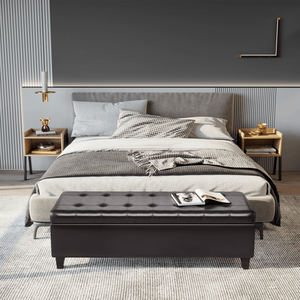 Panca Contenitore Moderna Contemporanea in Velluto e Pelle per Casa, Cucina, Hotel, Ingresso, Camera da Letto, Soggiorno - Arredamento Contemporaneo - Product Image 1