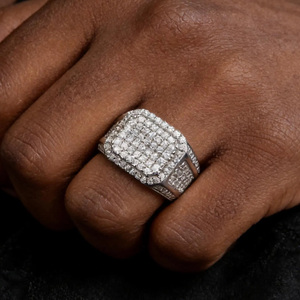 Men's <b>Iced</b> Out Moissanite Diamond <b>Ring</b> 925 Sterling Silver Fully Pave Setting Heavy Hip Hop Bling Rapper Jewelry Gift For Him - Product Image 4