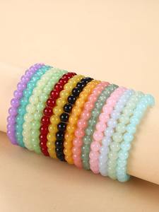 Handmade Mix Colour <b>Boho</b> Color Resin Beads <b>Bracelet</b> Elastic Handmade Jewelry Accessories for Women Wholesale - Product Image 3