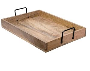 Plateau de service rectangulaire en bois, couleur unie, design minimaliste poli, durable, pour plats et assiettes - Product Image 6