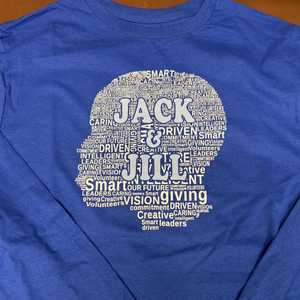 T-shirt bleu à manches longues Jack and Jill avec motif graphique Boy Face Word Collage, confortable et élégant, décontracté, pour les jeunes et les adolescents - Product Image 3