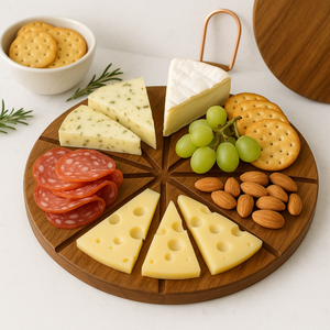 Planche à découper ronde en bois d'acacia 25 cm, planche de cuisine en bois massif, planche de boucher, fabricant OEM, vente en gros - Product Image 4