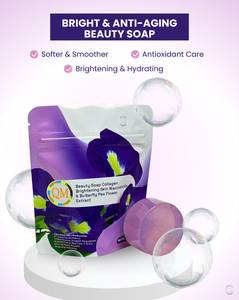 Savon hydratant éclaircissant au collagène végétalien et à la niacinamide avec extrait de fleur de pois papillon pour tous types de peau 60g - Product Image 2