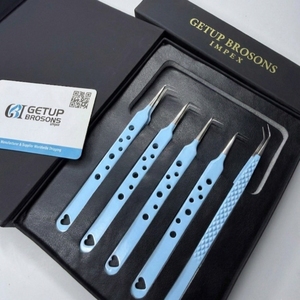 Pinzas para Pestañas de Alta Calidad GETUP BROSONS IMPEX GBI-EET-2917 de Acero Inoxidable de 90/45 Grados, Color Azul, Punta Lisa, Agarre de Diamante - Product Image 3