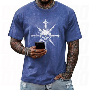 Camiseta de Algodón Azul con Estampado de Ballena para Hombre, Diseño de Moda, Estilo Urbano, Listo para Enviar, Tops DTG DTF Screen, Venta Caliente - Product Image 2