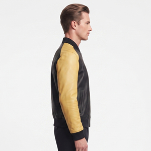 Wholesale <b>Men</b> PU Leather Bomber <b>Jacket</b> <b>Men's</b> Fashion Leather Bomber <b>Jacket</b> <b>Men</b> Zipper Leather Bomber <b>Jacket</b> - Product Image 3