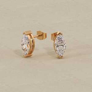 Moissanite 2CT Marquise Cut <b>Stud</b> Modern Earrings Rhodium Plated with 925 <b>Silver</b> for Women's Charm Promise Gift For Party Gift - Product Image 2