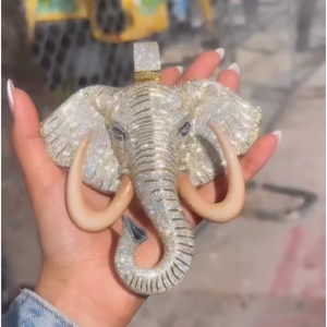 Pendentif Hip Hop Ice Out Éléphant Diamant Personnalisable Rapper Entièrement Sertie Bijoux Hip Hop Moissanite Dessin Animé Argent Sterling 925 - Product Image 1