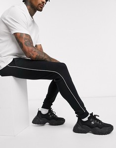 Men's Black Sweatpants With <b>White</b> Side Stripe Elastic Waist Casual <b>Joggers</b> Breathable Knitted Spandex Cotton Pants Autumn Wear - Product Image 4