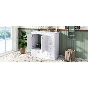 Mobile bagno autoportante stile Shaker da 36 pollici con lavabo, 4 cassetti e 2 ante con chiusura ammortizzata - Product Image 5