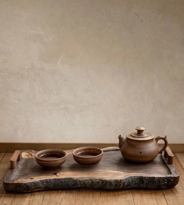 ถาดเสิร์ฟไม้วอลนัทขอบธรรมชาติ ถาดไม้สไตล์เรสติกพร้อมหูจับ เป็นมิตรกับสิ่งแวดล้อม พกพาสะดวก ใช้สำหรับจัดเลี้ยงและใช้ในบ้าน - Product Image 2