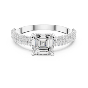 Luxury Asscher Cut Diamond <b>Ring</b> 18K <b>Gold</b> Engagement <b>Ring</b> Pave <b>Set</b> Lab Grown Diamond <b>Ring</b> Women Fine Jewelry - Product Image 6