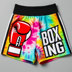 Pantalones Cortos de Boxeo Flexibles de Tela de Poliéster, Diseño Personalizado, Impresión, Logotipo Bordado, Transpirables, para Entrenamiento - Product Image 1