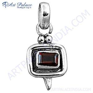 Colgante de plata granate Elegante componente de joyería de piedras preciosas - Product Image 3